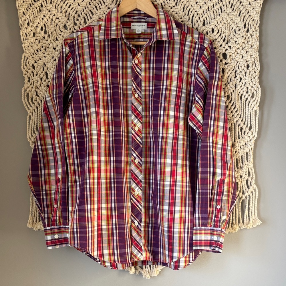 Banana Republic Men's Multicolor Plaid Button Down Shirt